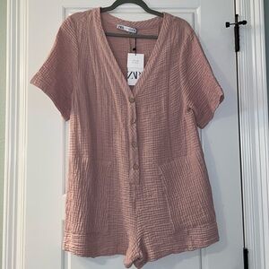 Pink Gauzy Oversized Romper